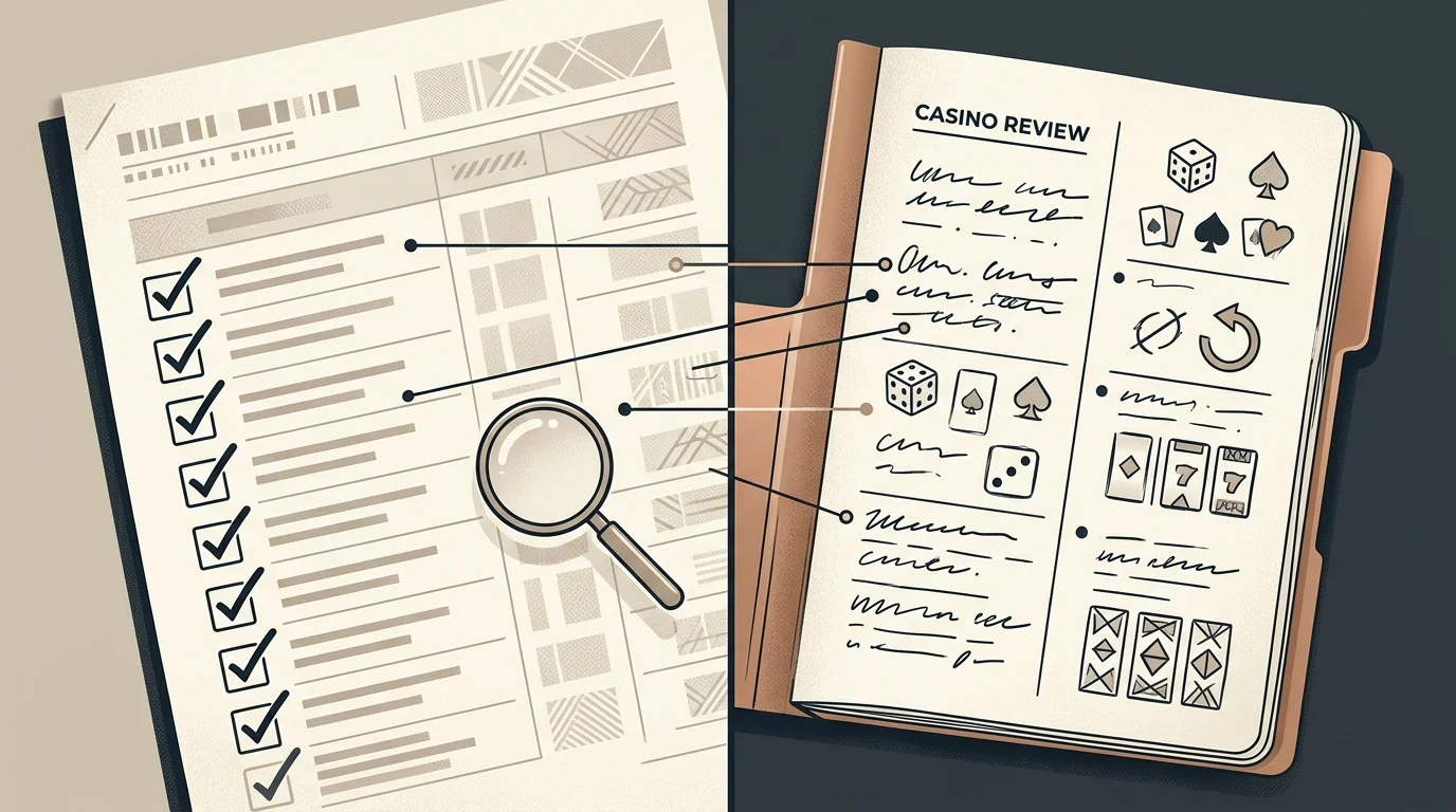 Abstract UK licence register checklist beside a casino review checklist